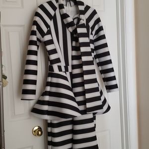 Peplum pencil dress with long sash